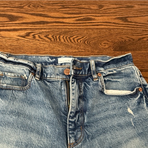 Ann Taylor LOFT High Waist Straight Crop Denim Jeans size 27 4 Distressed Light - Picture 4 of 6